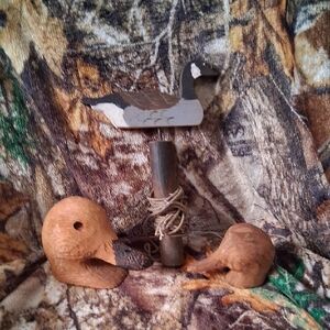 Handcarved Wooden Duck Decoys with Metal Duck Tiller